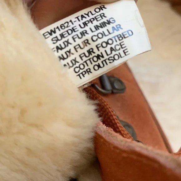 Lamo Taylor Burnt Orange Suede Faux Fur Lace Up Winter Boots Sz 9 - Picture 7 of 10